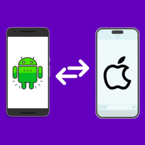 Téléphones séparer par deux flèches